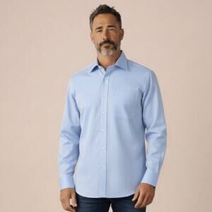 John W. Nordstrom Light Blue Dress Shirt Men’s 16.5 34 Egyptian Cotton Italy